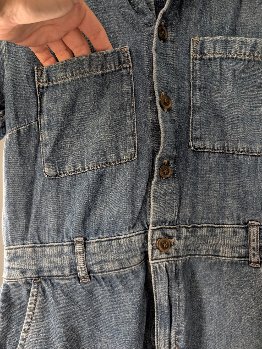J. Crew Short-Sleeve Denim Mini Dress in Blue